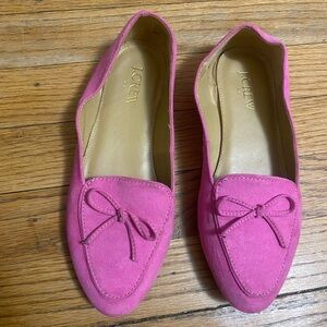 J.Crew Women’s Faux Suede Loafers with Bow in Pink size 5
